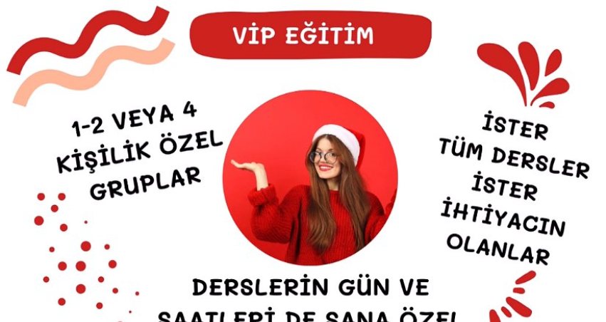 VIP eğitim afişi: özel gruplar ve esnek ders saatleri